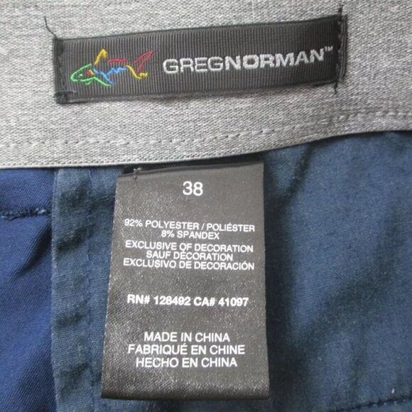Greg Norman Chino Shorts‎ Men's Size 38 Navy Polyester Flat Front Slash Pockets - Picture 3 of 8